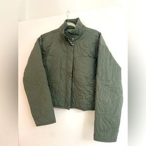 7 for All Mankind Quilted Green Cropped Jacket - Large